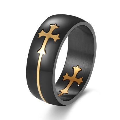 Bague de la Guerre Sainte avec Croix Médiévale Or – Image 2