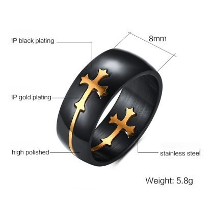 Bague de la Guerre Sainte avec Croix Médiévale Or – Image 3