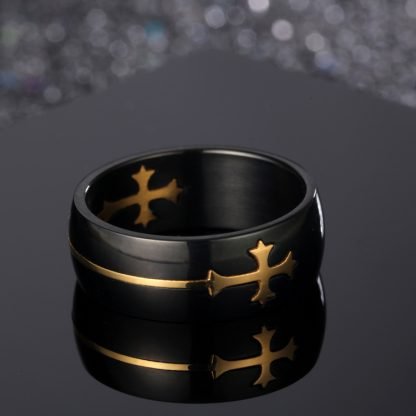 Bague de la Guerre Sainte avec Croix Médiévale Or – Image 5