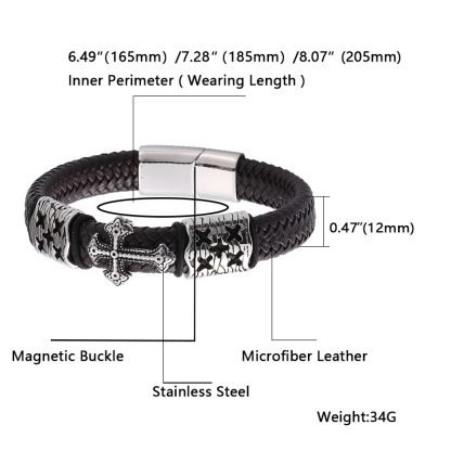 Bracelet en Cuir avec Croix Médiévale – Image 7