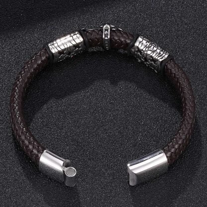 Bracelet en Cuir avec Croix Médiévale – Image 5